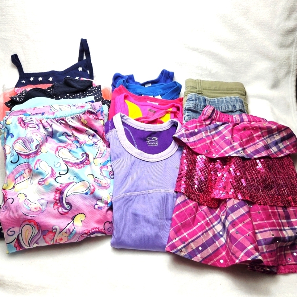 Bundle Of 14 Clothes Size 6/6X Shorts Tops Skirt Dresses